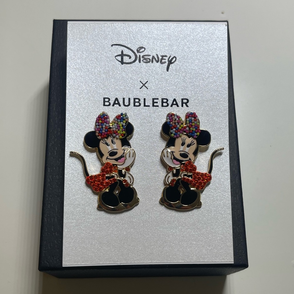 New Disney x Baublebar Minnie Mouse Jewel Crusted Earrings